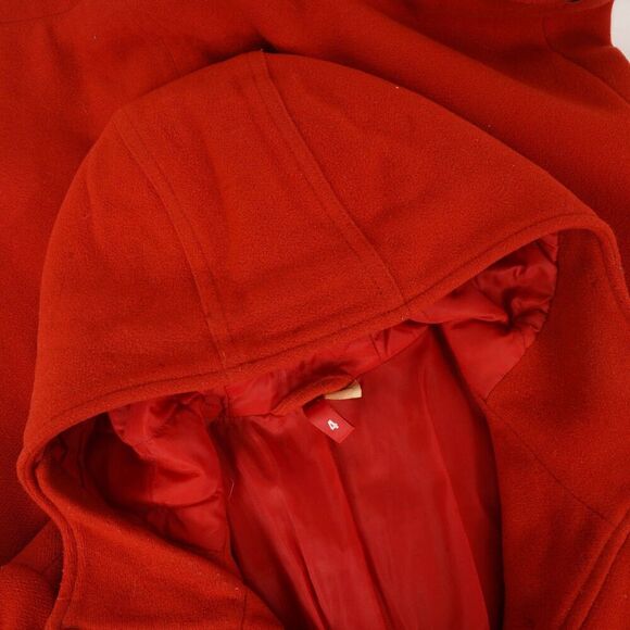 Divided by H&M Red Three Button and Zipped Long Sleeve Hooded Wool Jacket Size 4 - Picture 6 of 16